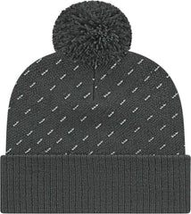 Cap America ik23 Diagonal Dash Knit Cap with Ribbed Cuff Beanie - Charcoal - Charcoal / One Size Fits Most