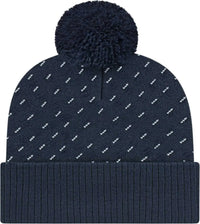 Cap America ik23 Diagonal Dash Knit Cap with Ribbed Cuff Beanie - Navy - Navy / One Size Fits Most
