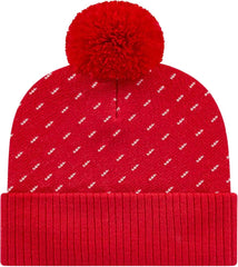 Cap America ik23 Diagonal Dash Knit Cap with Ribbed Cuff Beanie - Red - Red / One Size Fits Most