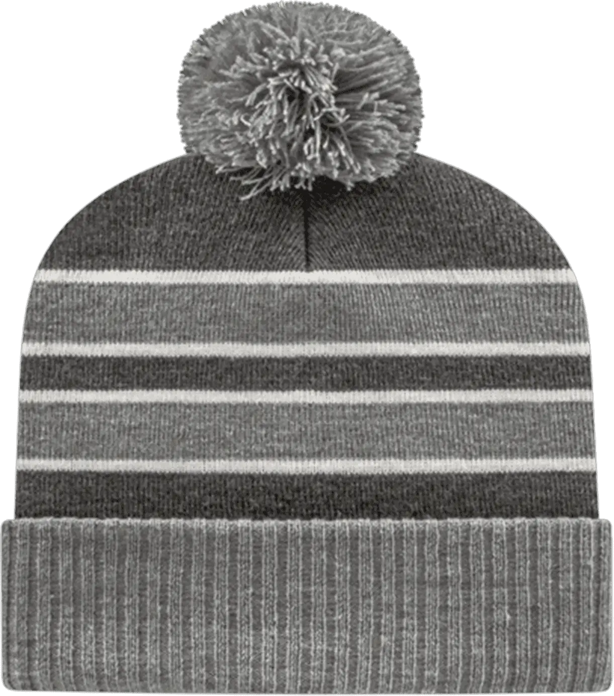 Cap America IK56 Double Stripe Knit Cap with Ribbed Cuff Beanie - Heather Dark Hather White - Dark Gray White