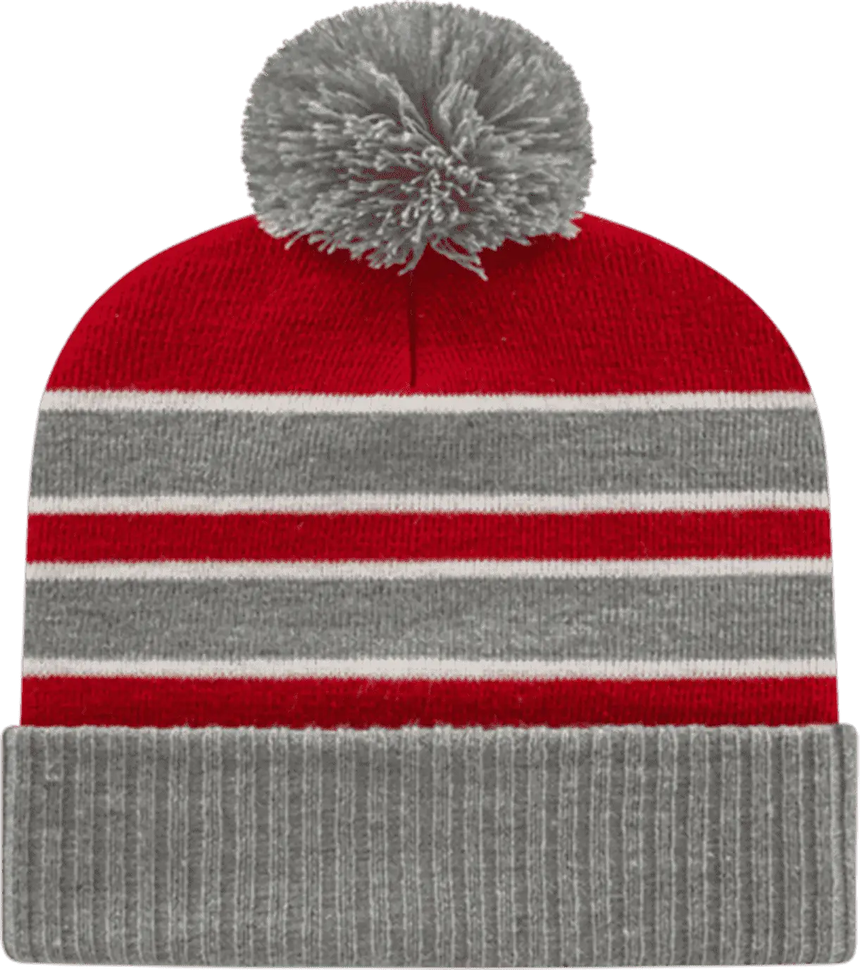 Cap America IK56 Double Stripe Knit Cap with Ribbed Cuff Beanie - Heather Red White - Red White / One Size Fits Most