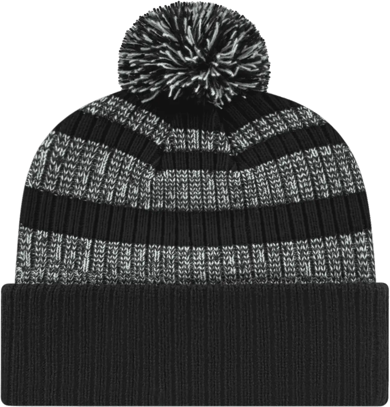 Cap America iK57 Heavy Ribbed Knit Cap with Cuff Beanie - Black White - Black White / One Size Fits Most