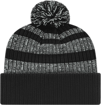 Cap America iK57 Heavy Ribbed Knit Cap with Cuff Beanie - Black White - Black White / One Size Fits Most