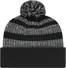 Cap America iK57 Heavy Ribbed Knit Cap with Cuff Beanie - Black White - Black White / One Size Fits Most