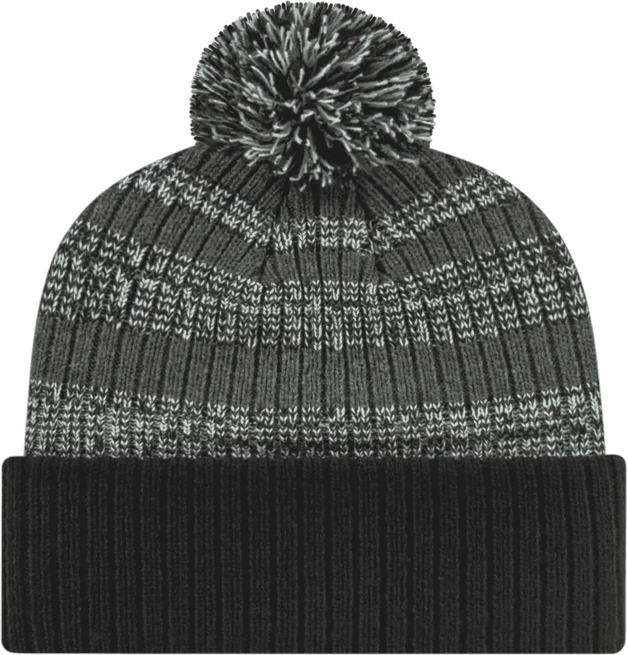 Cap America iK57 Heavy Ribbed Knit Cap with Cuff Beanie - Dark Heather White Black - Dark Heather White Black