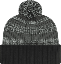 Cap America iK57 Heavy Ribbed Knit Cap with Cuff Beanie - Dark Heather White Black - Dark Heather White Black