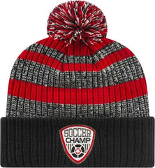 Cap America iK57 Heavy Ribbed Knit Cap with Cuff Beanie - Red White Black - Red White Black / One Size Fits Most