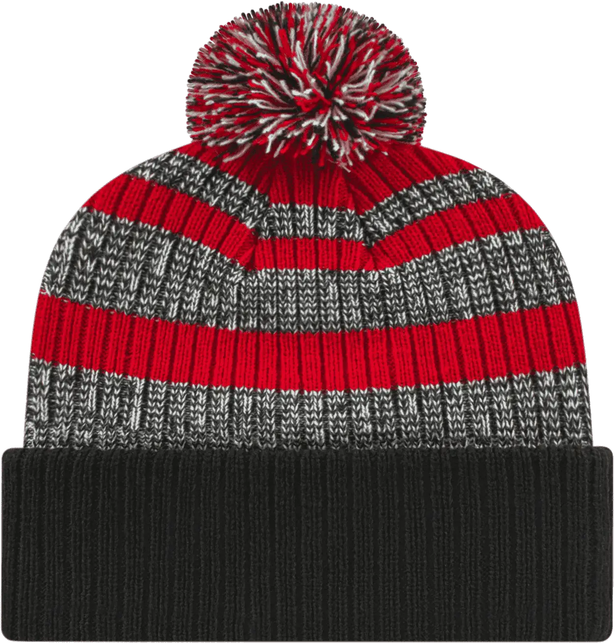 Cap America iK57 Heavy Ribbed Knit Cap with Cuff Beanie - Red White Black - Red White Black / One Size Fits Most