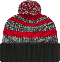 Cap America iK57 Heavy Ribbed Knit Cap with Cuff Beanie - Red White Black - Red White Black / One Size Fits Most