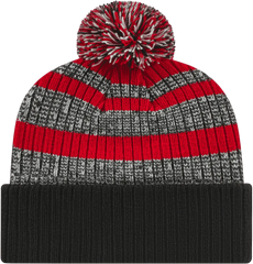 Cap America iK57 Heavy Ribbed Knit Cap with Cuff Beanie - Red White Black - Red White Black / One Size Fits Most
