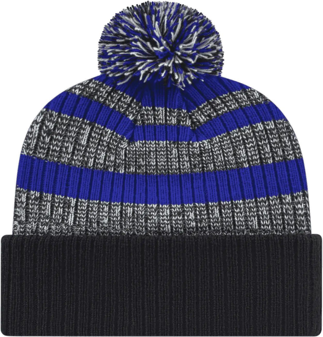 Cap America iK57 Heavy Ribbed Knit Cap with Cuff Beanie - Royal White Black - Royal White Black / One Size Fits Most