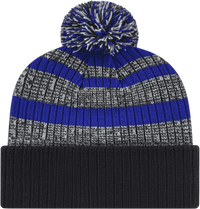 Cap America iK57 Heavy Ribbed Knit Cap with Cuff Beanie - Royal White Black - Royal White Black / One Size Fits Most
