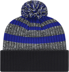 Cap America iK57 Heavy Ribbed Knit Cap with Cuff Beanie - Royal White Black - Royal White Black / One Size Fits Most