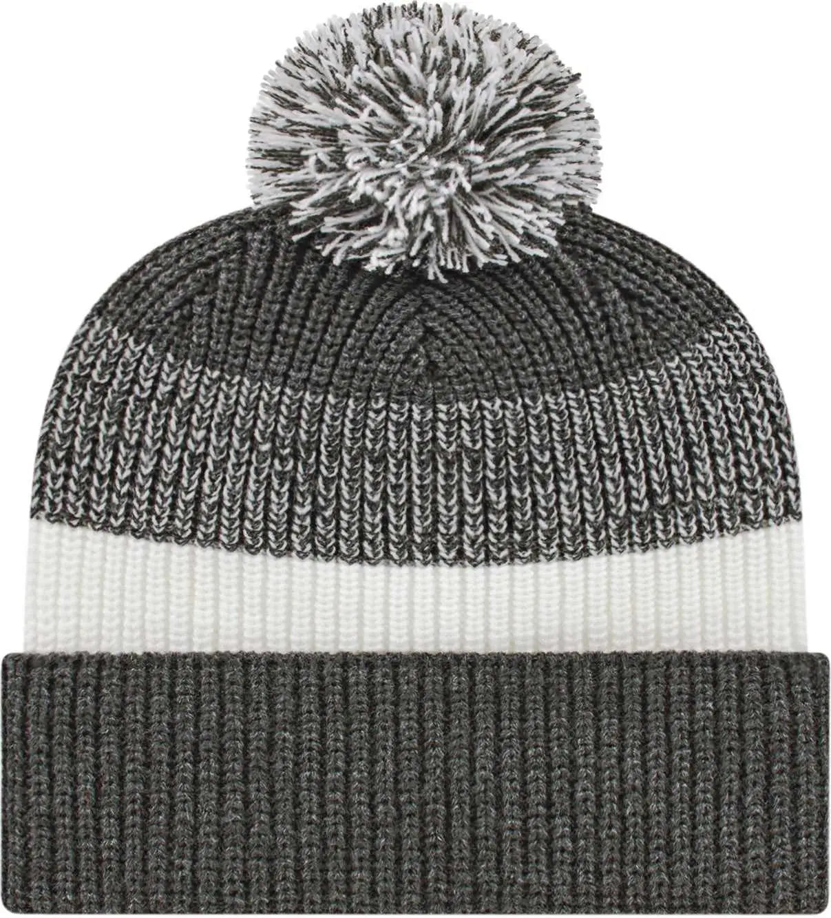 Cap America iK61 Heavy Ribbed Knit Cap with Cuff Beanie - Dark Heather White - Dark Heather White / One Size Fits Most