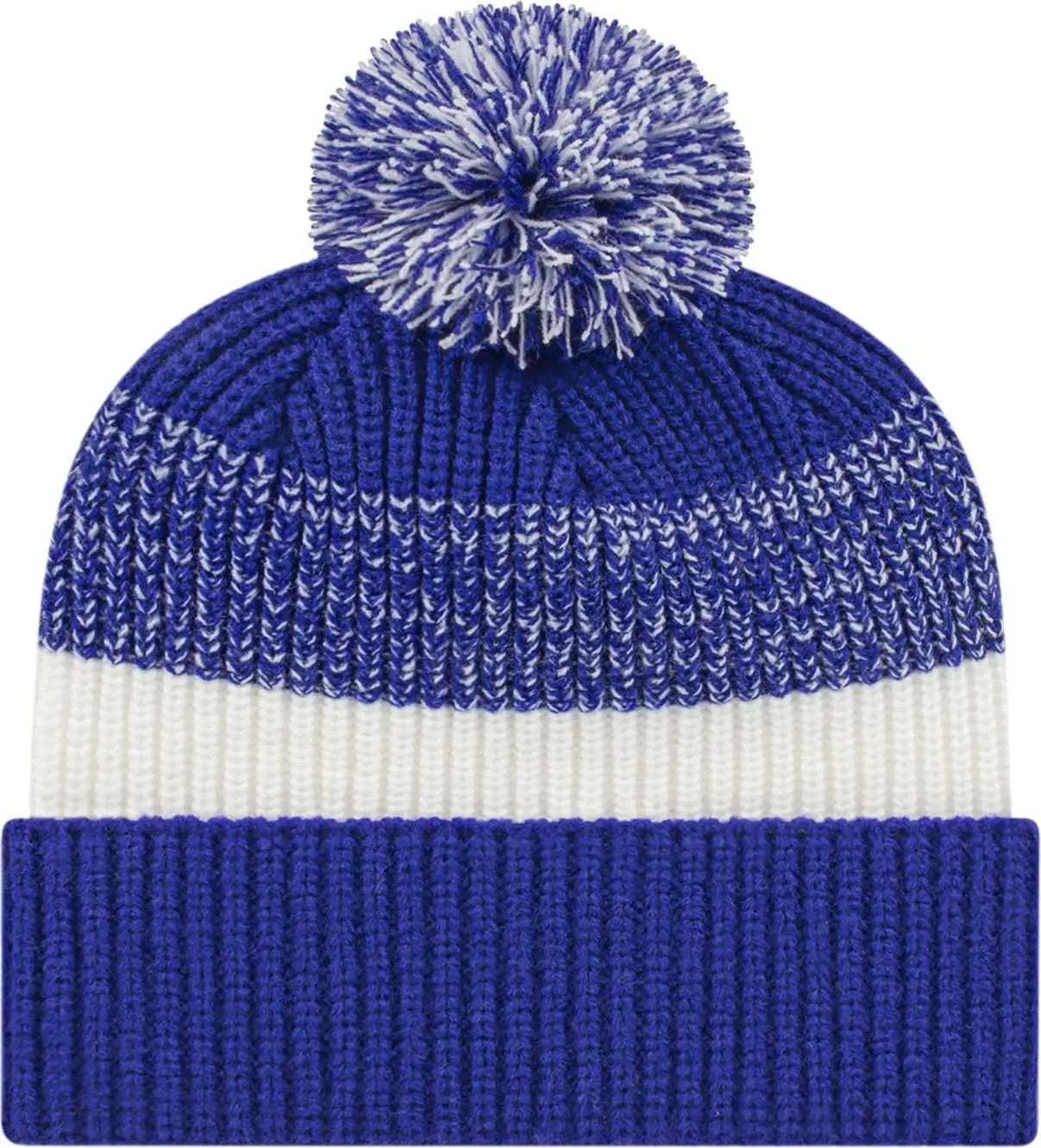 Cap America iK61 Heavy Ribbed Knit Cap with Cuff Beanie - Royal White - Royal White / One Size Fits Most
