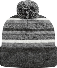 Cap America IK65 Fleece Lined Knit with Cuff Beanie - Dark Heather Heather White - Dark Gray Gray / One Size Fits Most