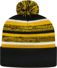 Cap America IK65 Fleece Lined Knit with Cuff Beanie - Gold Black White - Gold Blak / One Size Fits Most