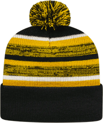Cap America IK65 Fleece Lined Knit with Cuff Beanie - Gold Black White - Gold Blak / One Size Fits Most