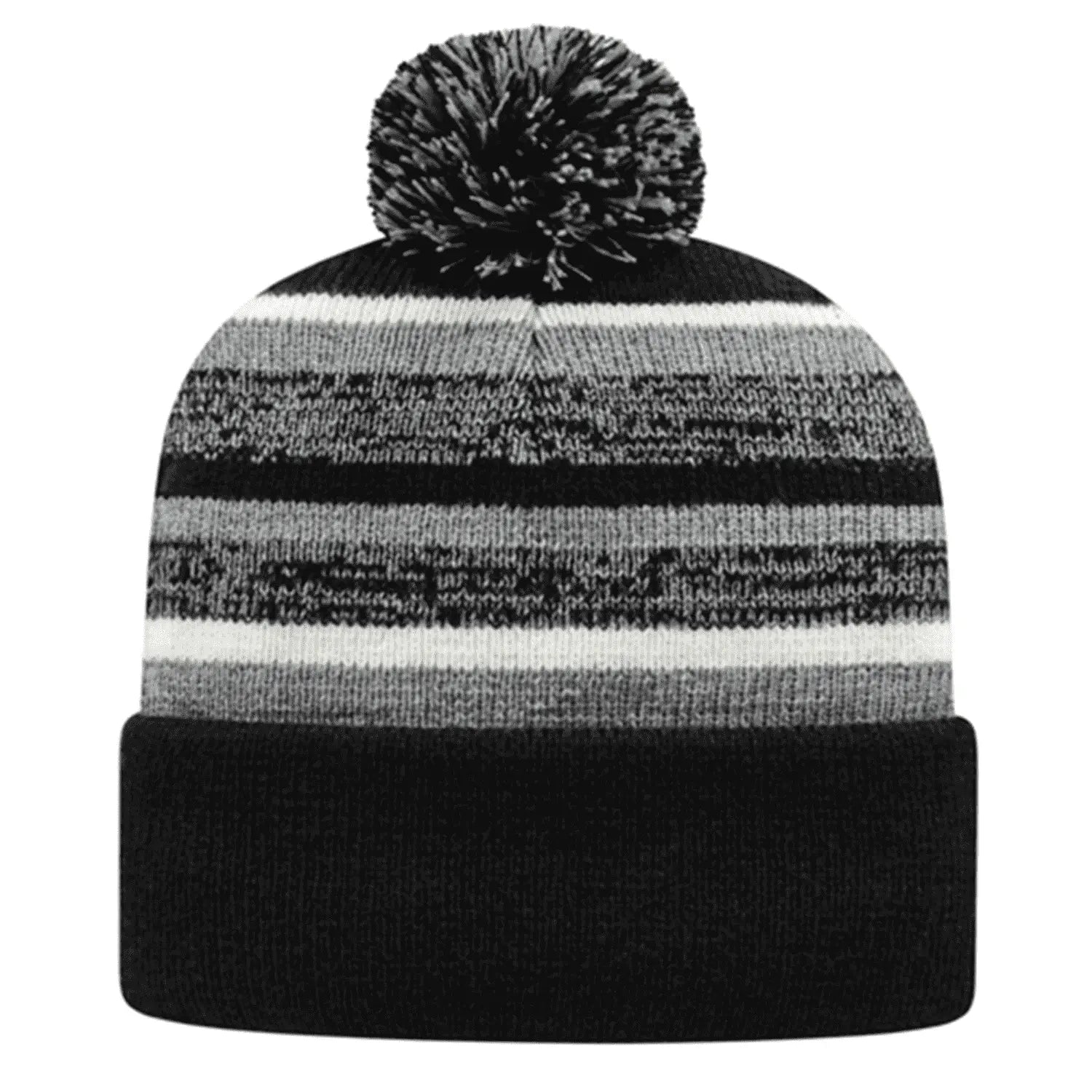 Cap America IK65 Fleece Lined Knit with Cuff Beanie - Heather Black White - Gray Black / One Size Fits Most