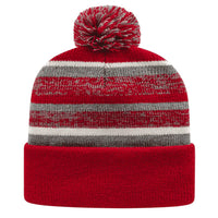Cap America IK65 Fleece Lined Knit with Cuff Beanie - Heather Red White - Gray Red / One Size Fits Most