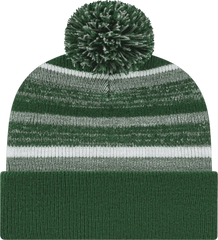 Cap America IK65 Fleece Lined Knit with Cuff Beanie - Hunter Heather White - Forest Gray / One Size Fits Most