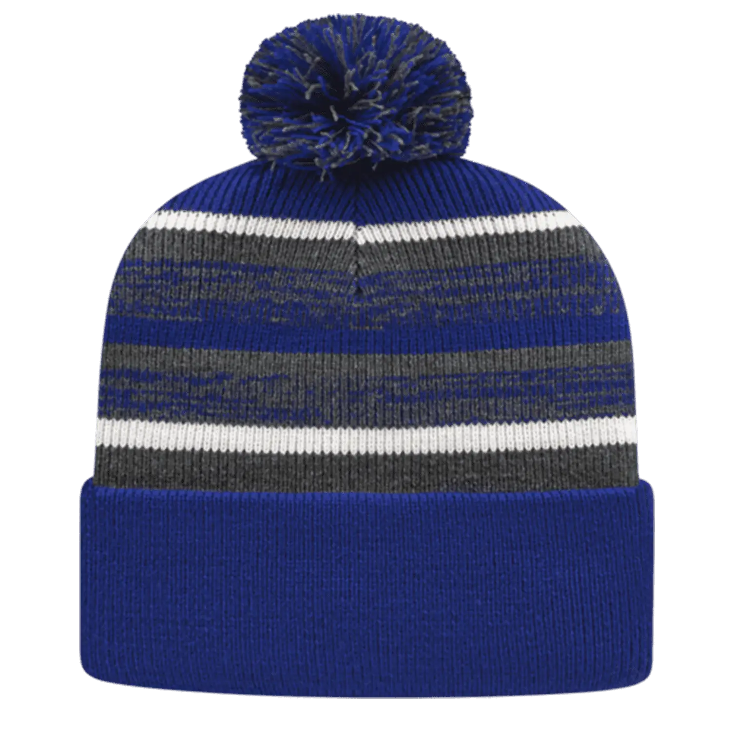 Cap America IK65 Fleece Lined Knit with Cuff Beanie - Royal Dark Heather White - Royal Dark Gray / One Size Fits Most