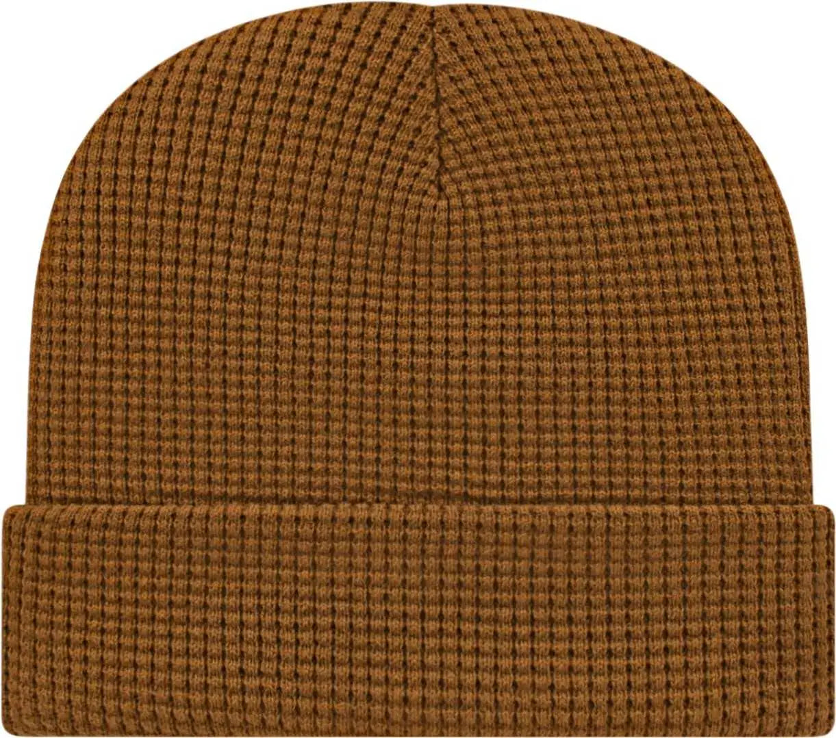 Cap America iK70 In Stock Waffle Knit Beanie with Cuff - Cider - Tan / One Size Fits Most