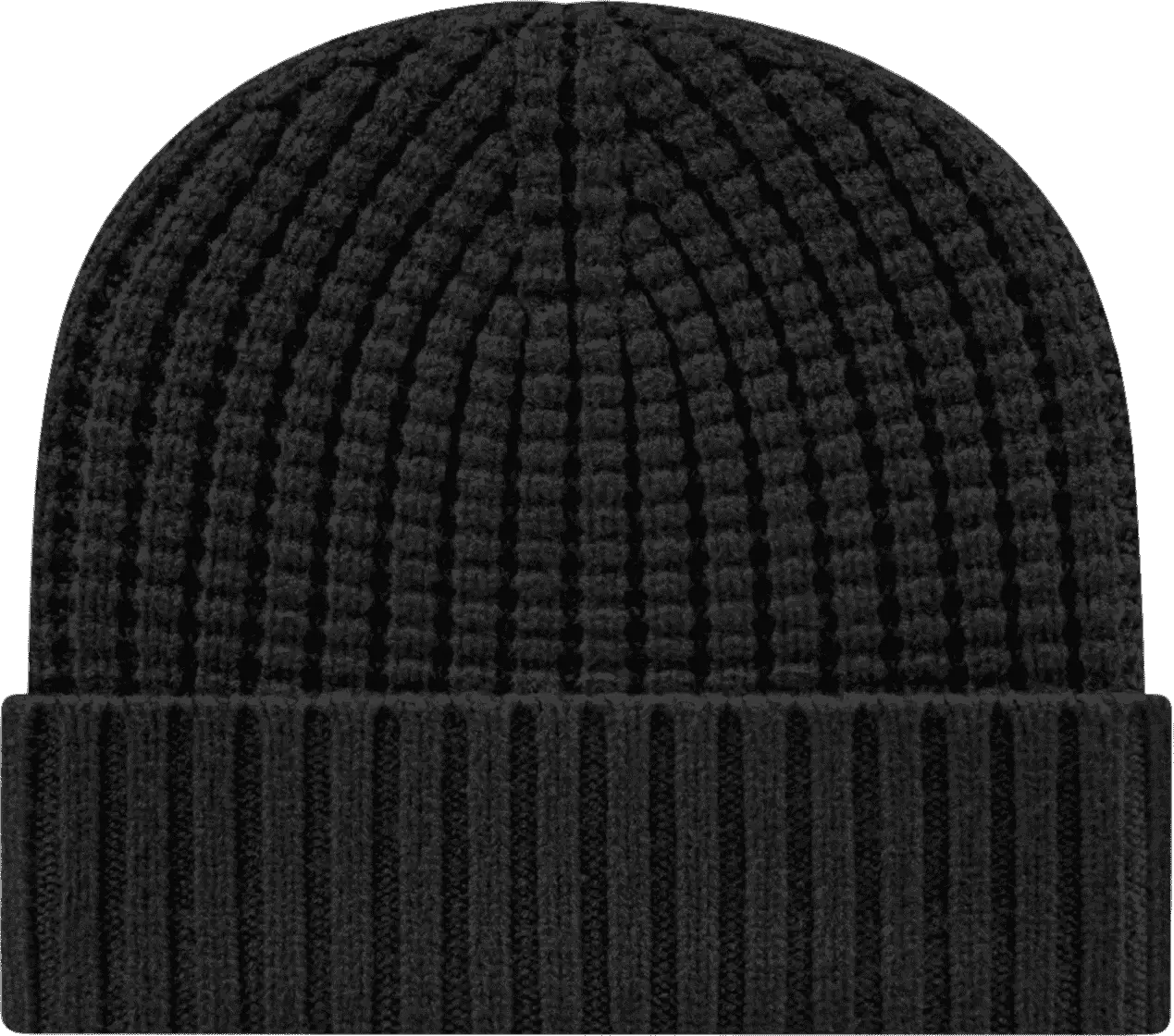Cap America iK8552 Premium Waffle Knit with Cuff - Black - Black / One Size Fits Most