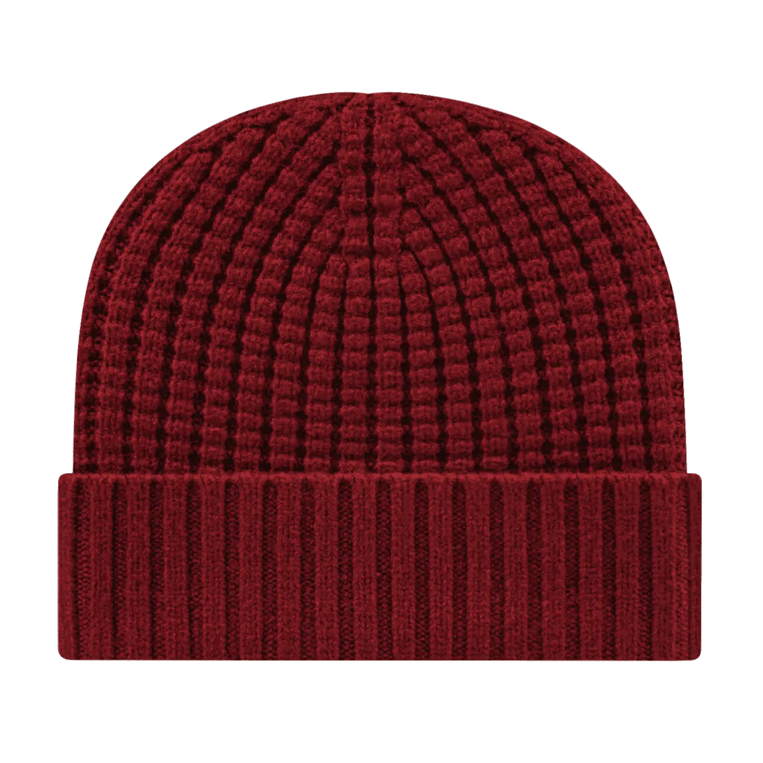 Cap America iK8552 Premium Waffle Knit with Cuff - Merlot - Maroon / One Size Fits Most