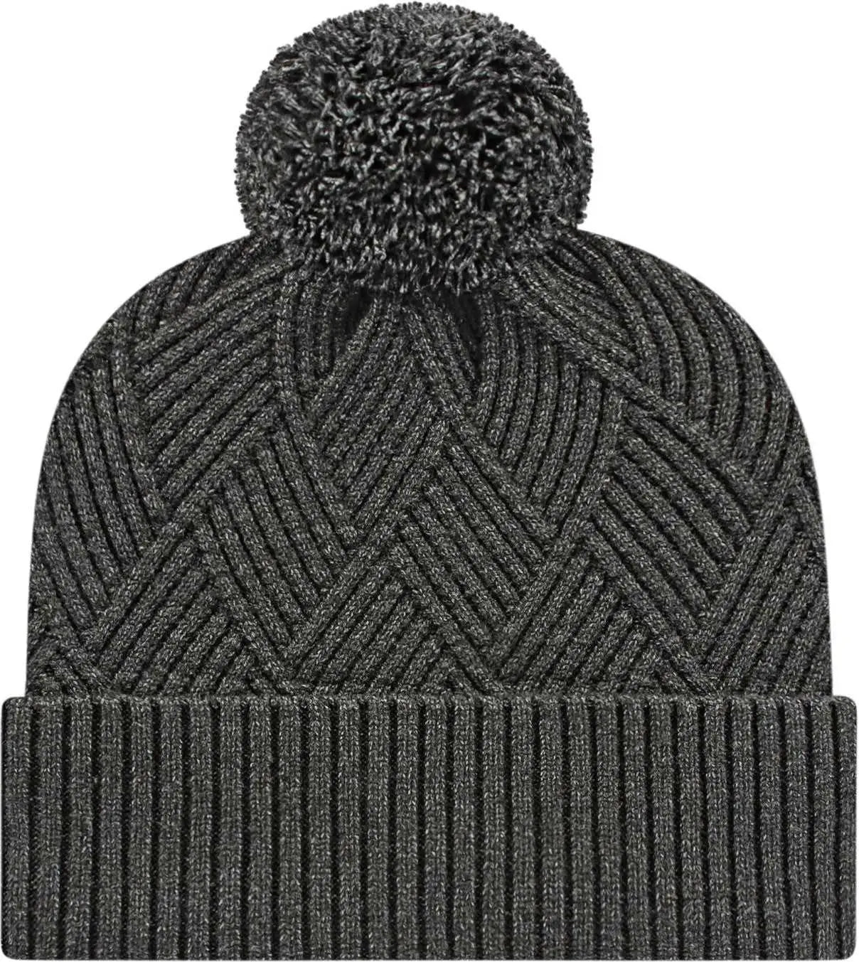 Cap America ik8554 Premium Diagonal Weave Knit Cap with Cuff Beanie - Dark Heather - Dark Heather / One Size Fits Most