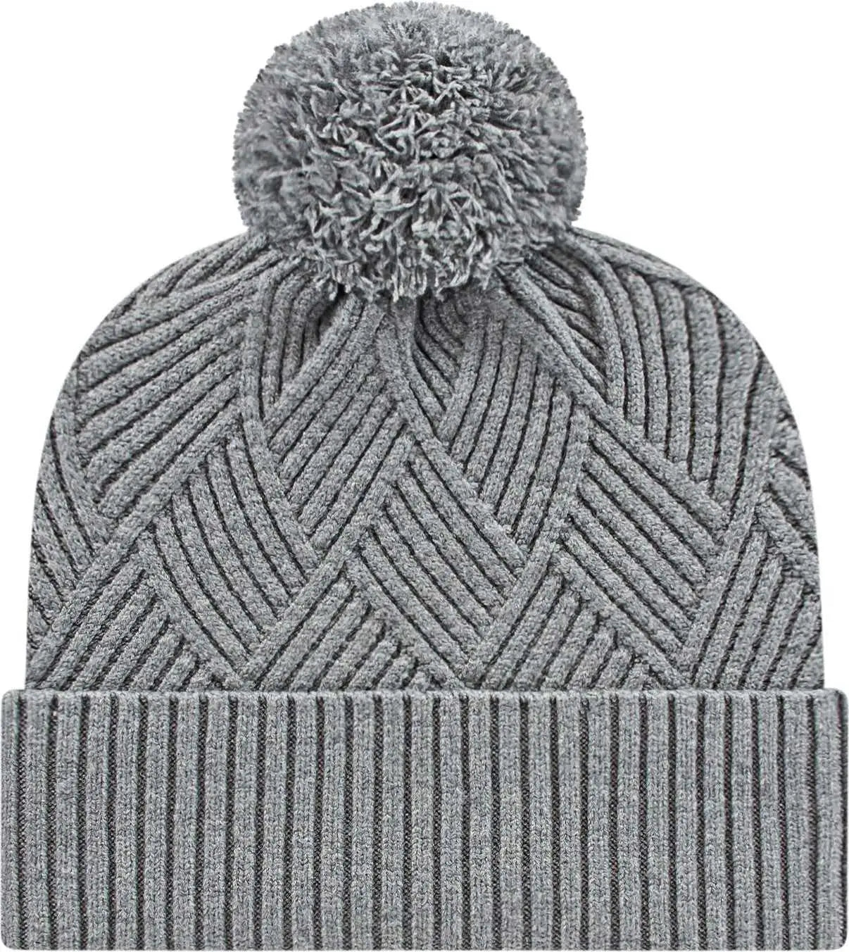 Cap America ik8554 Premium Diagonal Weave Knit Cap with Cuff Beanie - Heather - Heather / One Size Fits Most