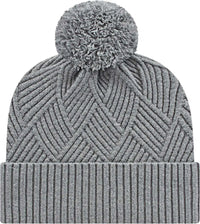 Cap America ik8554 Premium Diagonal Weave Knit Cap with Cuff Beanie - Heather - Heather / One Size Fits Most