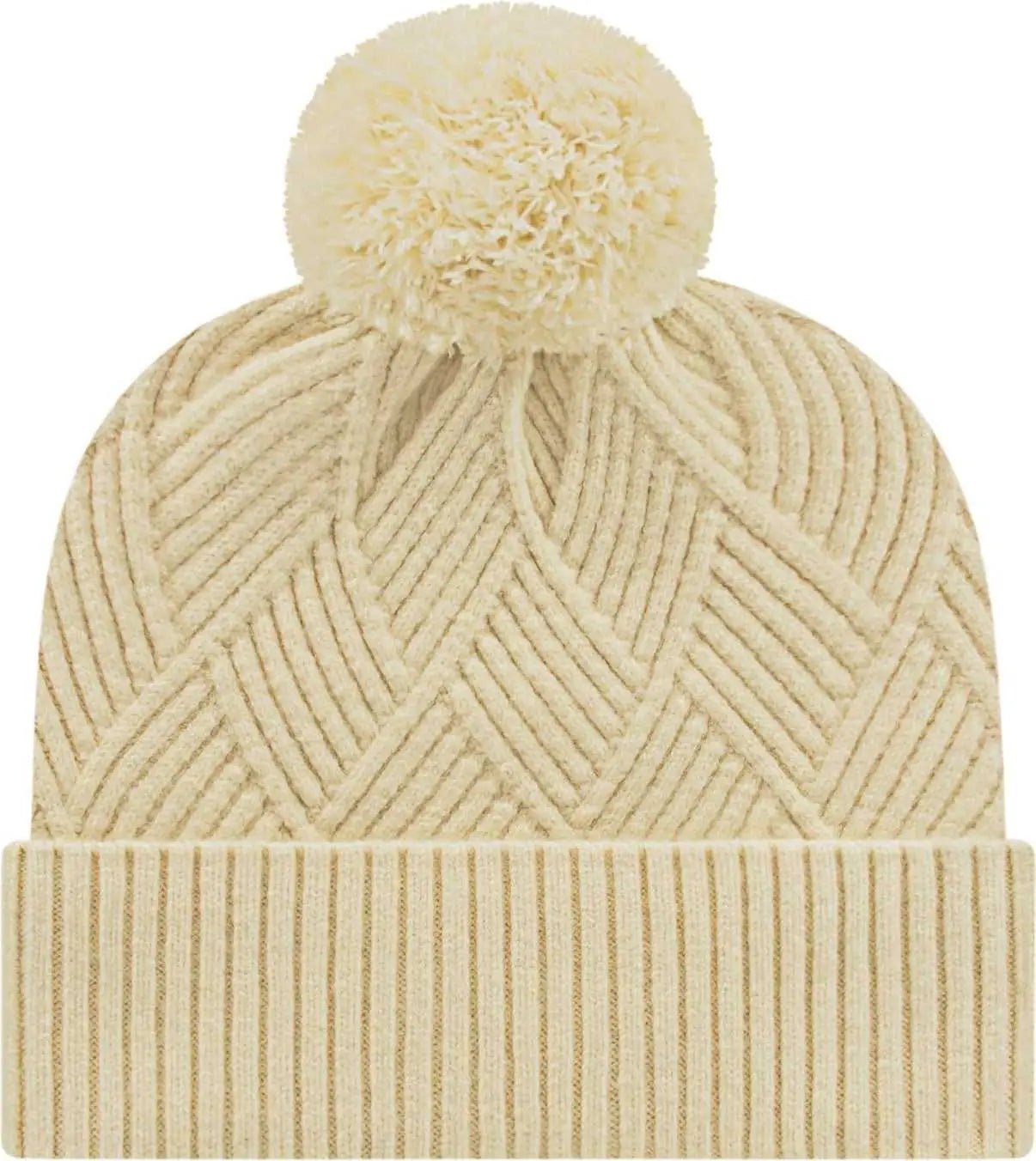 Cap America ik8554 Premium Diagonal Weave Knit Cap with Cuff Beanie - Ivory - Ivory / One Size Fits Most
