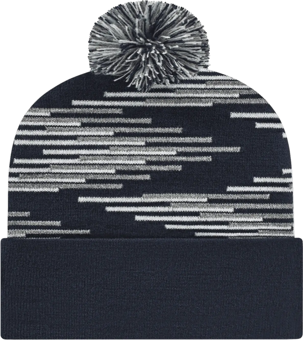 Cap America RKB12 USA Made Bar Knit Cap with Cuff Beanie - True Navy Heather White - Navy Gray / One Size Fits Most