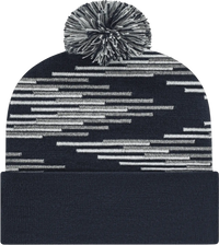 Cap America RKB12 USA Made Bar Knit Cap with Cuff Beanie - True Navy Heather White - Navy Gray / One Size Fits Most