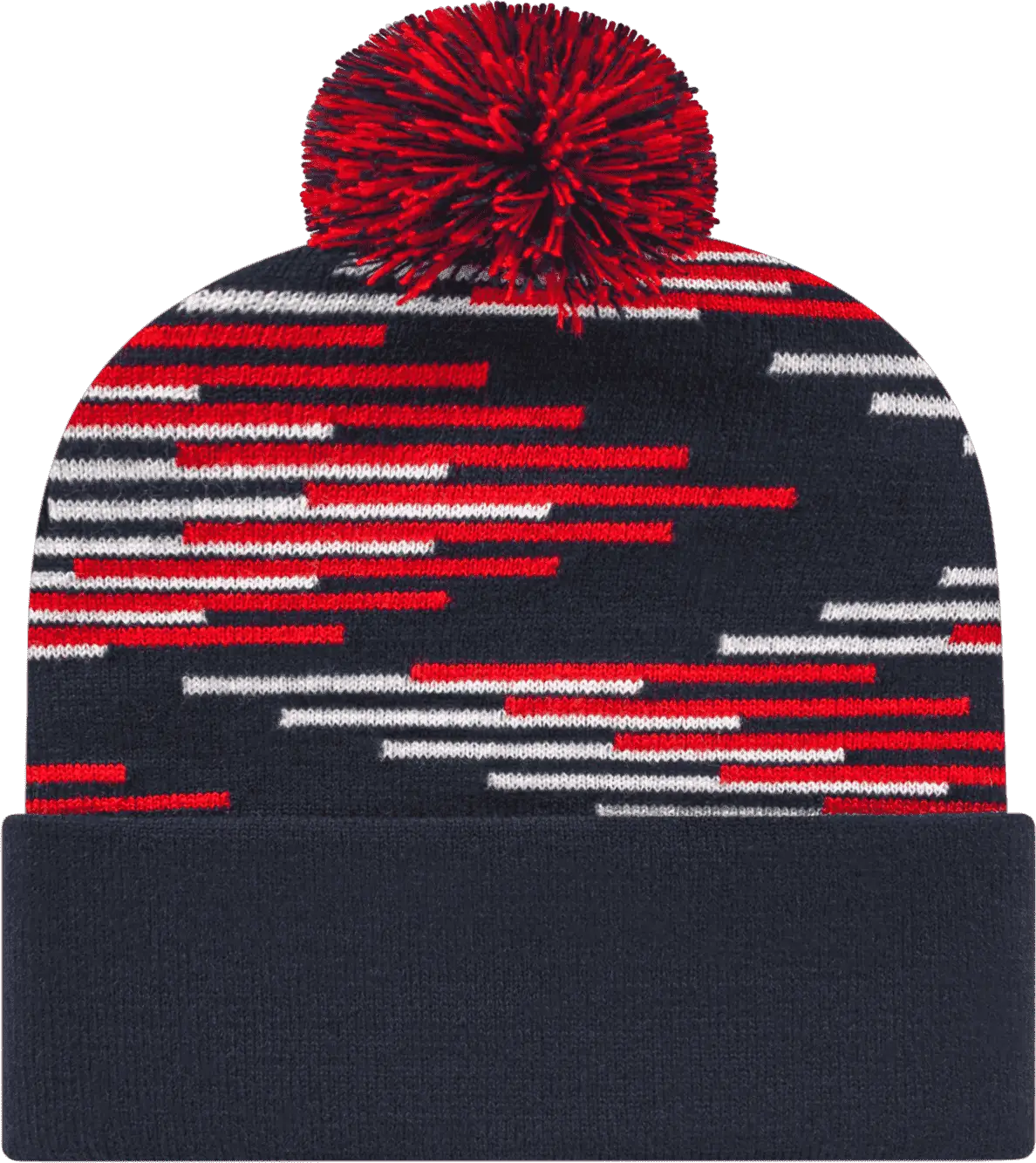 Cap America RKB12 USA Made Bar Knit Cap with Cuff Beanie - True Navy True Red White - Navy Red / One Size Fits Most