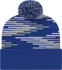 Cap America RKB12 USA Made Bar Knit Cap with Cuff Beanie - True Royal Heather White - Royal Gray / One Size Fits Most