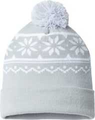 Cap America RKF12 Snowflake Knit Cap with Cuff Beanie - Silver - Light Gray / One Size Fits Most