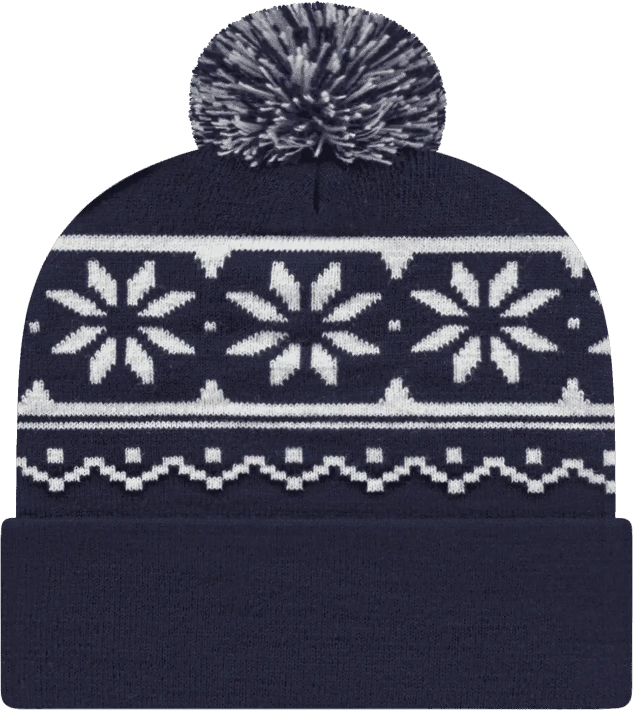 Cap America RKF12 Snowflake Knit Cap with Cuff Beanie - True Navy - Navy / One Size Fits Most