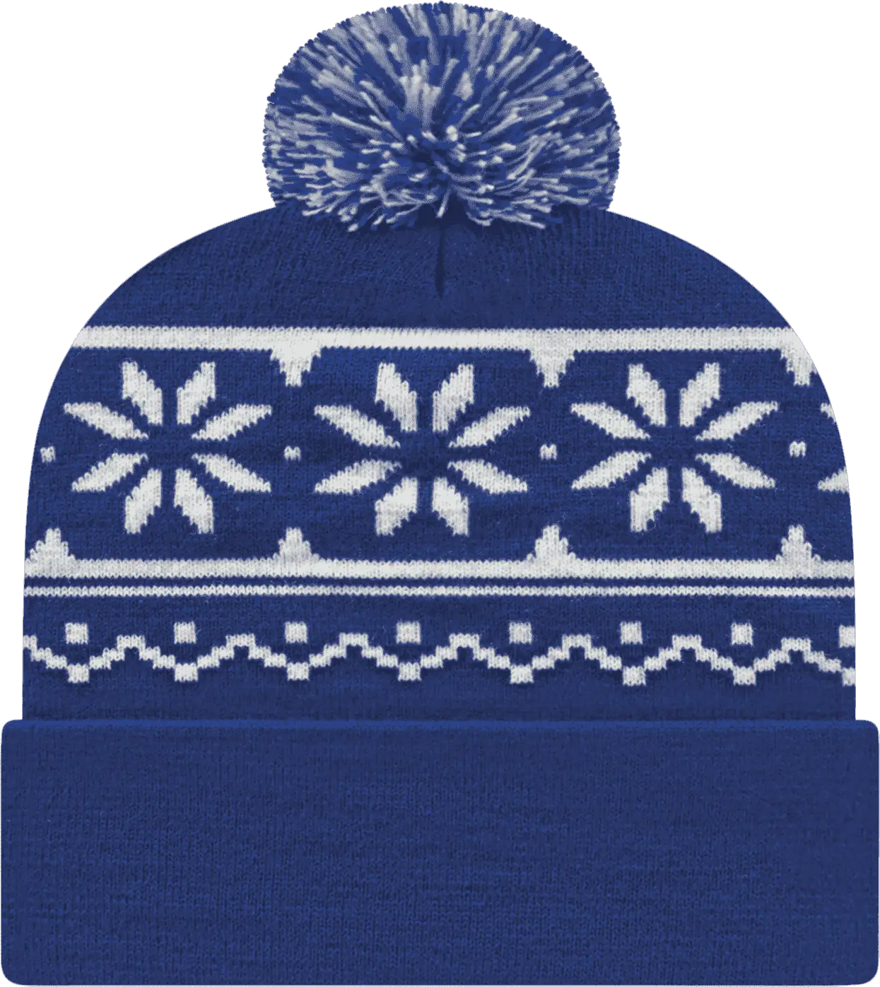 Cap America RKF12 Snowflake Knit Cap with Cuff Beanie - True Royal - Royal / One Size Fits Most