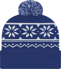 Cap America RKF12 Snowflake Knit Cap with Cuff Beanie - True Royal - Royal / One Size Fits Most