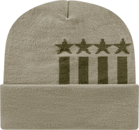 Cap America RKSTAR12 USA Made Stars & Stripes Knit Cap with Cuff Beanie - Khaki Olive - Khaki Olive / One Size Fits Most