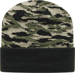 Cap America RKTC12 In Stock RK Vintage Tiger Camo Knit Beanie with Cuff - Vintage Tiger Camo - Tiger / One Size Fits