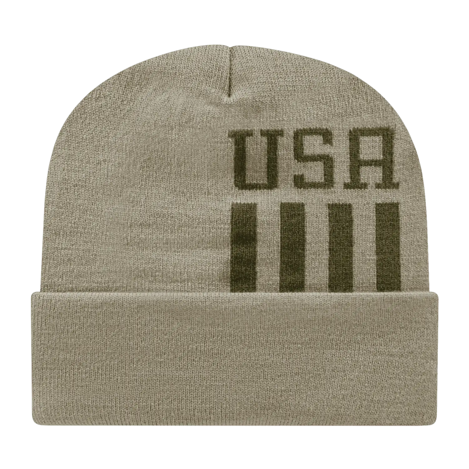 Cap America RKUSA12 USA Made Patriotic Knit Cap with Cuff Beanie - Khaki Olive - Khaki Olive / One Size Fits Most