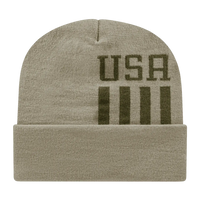 Cap America RKUSA12 USA Made Patriotic Knit Cap with Cuff Beanie - Khaki Olive - Khaki Olive / One Size Fits Most