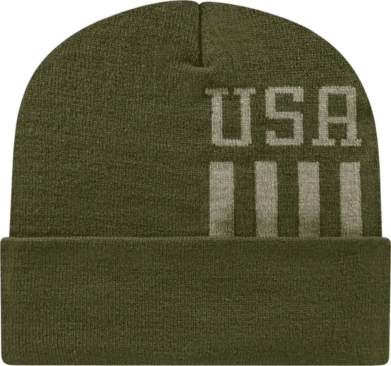 Cap America RKUSA12 USA Made Patriotic Knit Cap with Cuff Beanie - Olive Khaki - Olive Khaki / One Size Fits Most