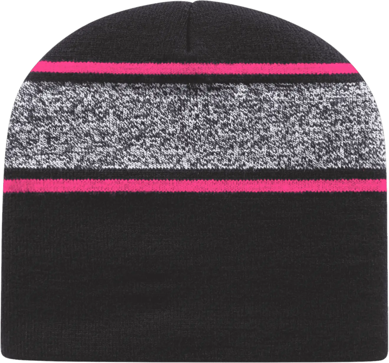 Cap America RKv9 USA Made Variegated Striped Beanie - Black Neon Pink - Black Pink / One Size Fits Most