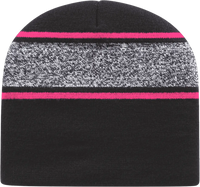 Cap America RKv9 USA Made Variegated Striped Beanie - Black Neon Pink - Black Pink / One Size Fits Most