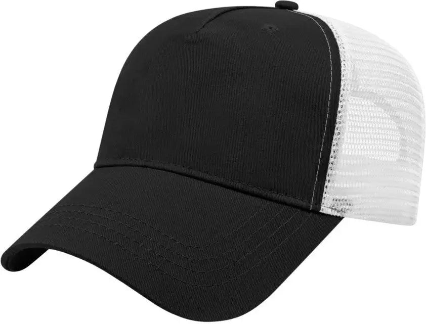 Cap America X600 X tra Value Five Panel Mesh Back Cap - Black White - Black White / One Size Fits Most