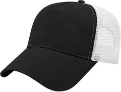 Cap America X600 X tra Value Five Panel Mesh Back Cap - Black White - Black White / One Size Fits Most